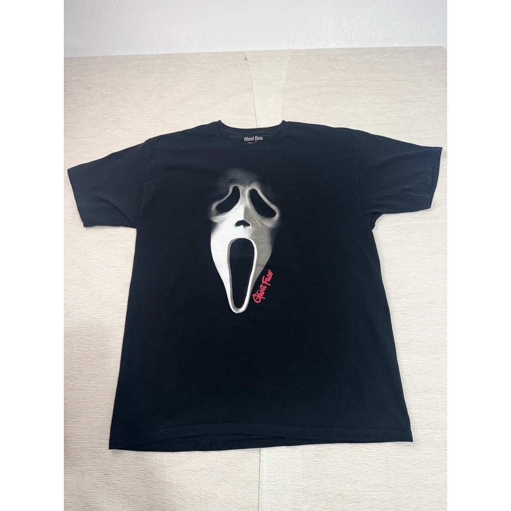 Ghost Face Horror Movie Graphic T-Shirt Mens XL Scream Mask Black Cotton